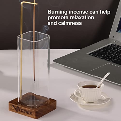 Incense Holder For Sticks, Anti-Ash Flying Insence Stick Holder With Removable Glass Ash Catcher Mess-Free Modern Incense Burner For Home Décor, Zen, Meditation, And Yoga (Walnut Base) #TOP3
