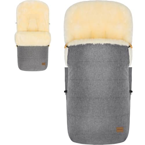 Fillikid Winterfußsack Lammfellfußsack für Kinderwagen Buggy Jogger Kinder Fußsack (Hellgrau)