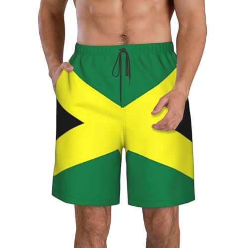 Jamaican Flag Mens Swim Trunks Board Shorts Quick Dry Swim Shorts Summer Swimsuit Beach Shorts with Pockets