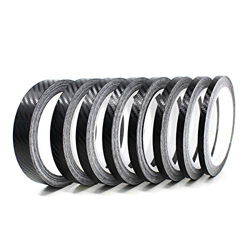 Finest Folia 10 Meter (0,89€/Meter) Zierstreifen Auto Motorrad Boot Modellbau Farbauswahl Dekorstreifen Seitenstreifen Klebestreifen (Carbon Schwarz, 15mm Breite)