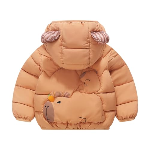 Toddler Cute Bear Ear Hooded Puffer Jacket Girls Boys Zip Up Quilted Long Sleeve Padded Down Winter Coat for 2-7 Years3