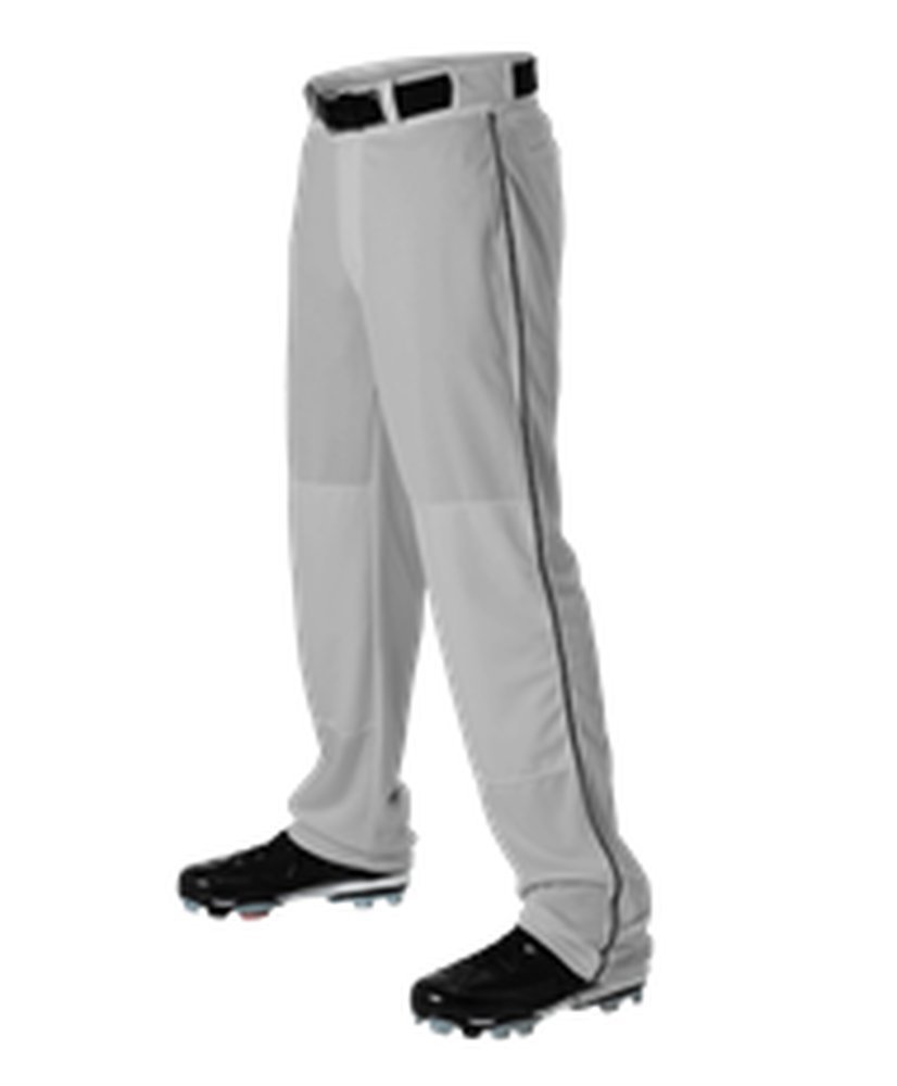 Alleson Adult Baseball Pant with Braid Grey, Black 3X 605WLB 605WLB-GRBK-3X