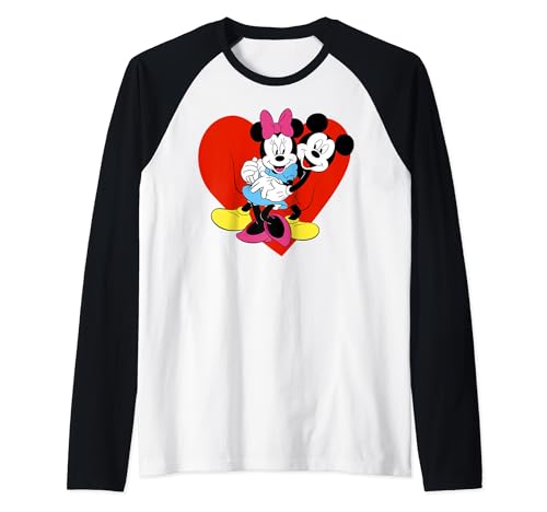 Disney Mickey And Friends Valentine's Raglan Baseball Tee en jersey bicolore avec motif cœur