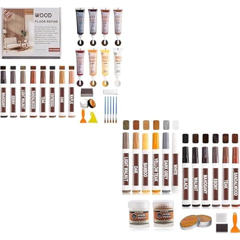 Wood Furniture Repair Kit - Multicolor Wood Touch Up Markers & Wood Putty Filler, Wood Scratch Repair Kit Marker for Repair Stains, Scratches, Floors, Tables, Cabinets, Hardwood Floor Repair Kit Cover