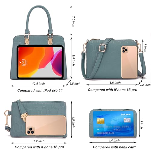 Image of Women's Fashion Handbag Tote Bag Shoulder Top Handle Satchel Purse Set 4pcs | Stylish Style,Chain Texture Design,Ample Space,Bear Doll Decoration,with a Crossbody Strap