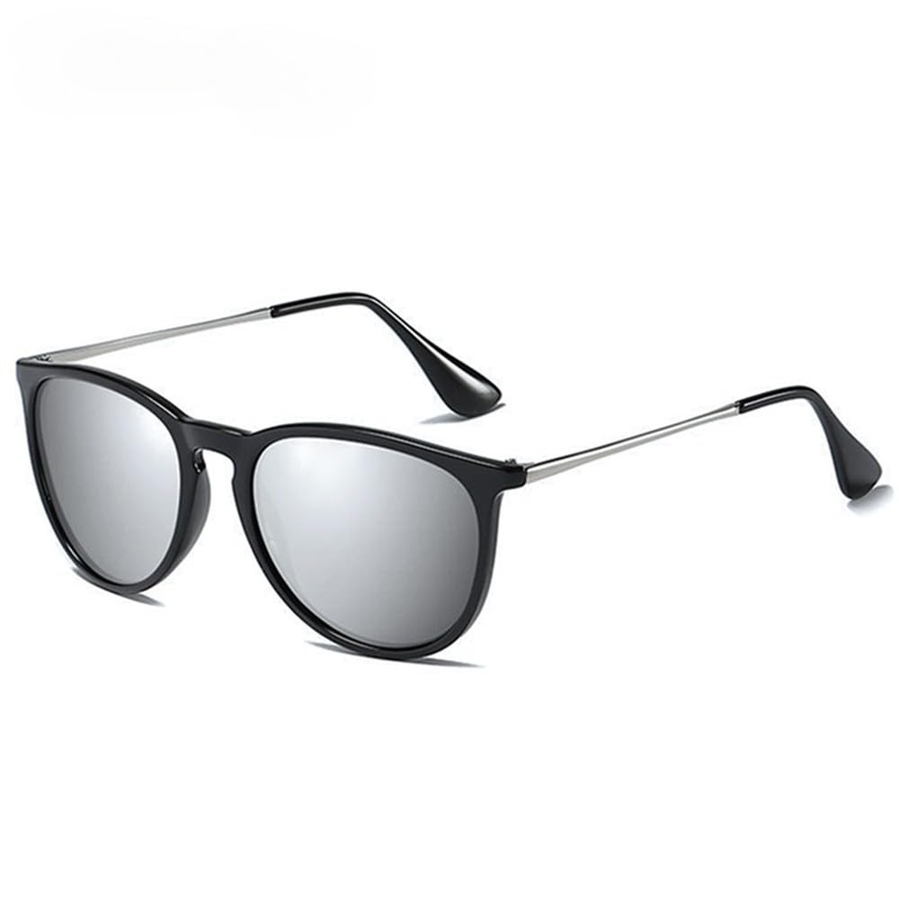 Occhiali da sole classici rotondi polarizzati per uomo e donna, alla moda, ideali per la guida, stile vintage, neri e rosa, perfetti per i viaggi, con protezione UV400.