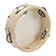 Tamburin Handtrommel Tambourin aus Holz, Musikinstrument für Kinder D: 15 cm aus Holz mit 4 Schellen - 3832