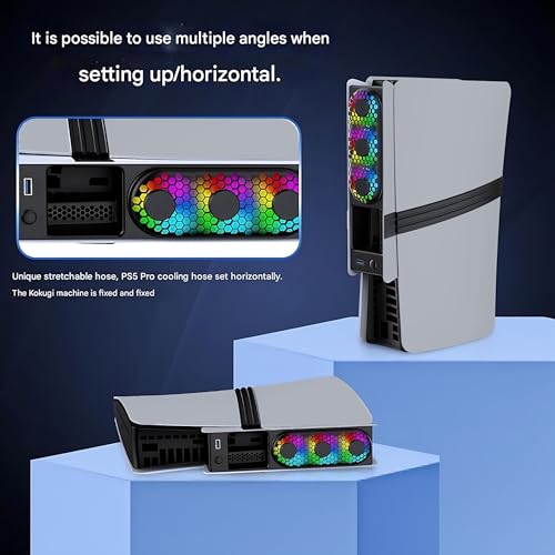 Image of Cooling Fan for PlayStation 5 (Slim /Pro, Disc & Digital) - Ultra-Quiet 3-Speed, USB 3.0 Pass-Through, Dynamic RGB - Gray
