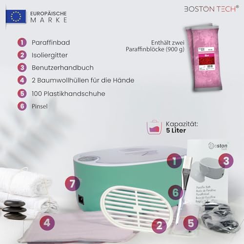 Paraffinbadwärmer für Hände und Füße. Thermotherapie, Muskelschmerzen, Arthritis, ästhetische Anwendung und Verbrauch der Hautfeuchtigkeit. Schnellaufheizung 40 min. Fassungsvermögen 5 L. BE108 (Grün)