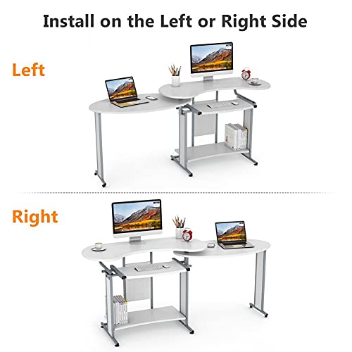 Little Tree L-Shaped Computer Desk, Rotating Corner Desk & Modern Office Study Workstation, For Home Office Or Living Room (White) #TOP2