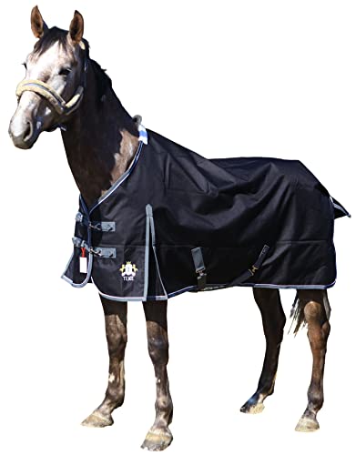 T TEKE Deluxe Turnout Horse Blankets, 1200D Waterproof and Breathable Horse Care Blankets for Winter 200gram Filling (51"-87" Including Miniature/foal Size)
