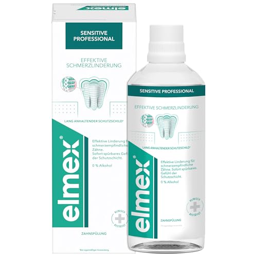 elmex Mundspülung Sensitive Professional 400ml – alkoholfreie Mundspülung für effektive & anhaltende Schmerzlinderung empfindlicher Zähne – für die tägliche Zahnreinigung gegen Karies