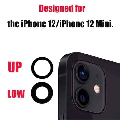 Kit Lentille Caméra Arrière IPhone 12/12 Mini - Verre Trempé + Adhésif Double Face - Remplacement Facile