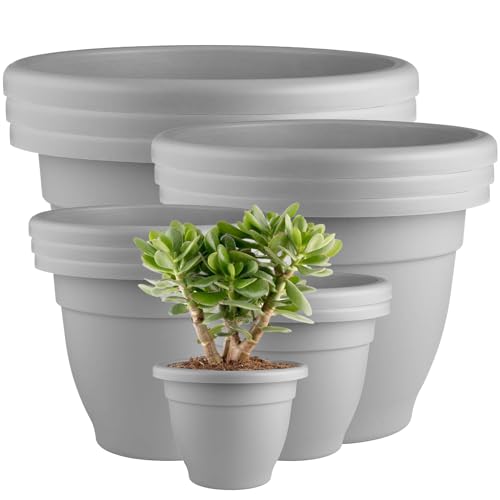 VR7 Versatile Flower Pots with Breathable Design Garden Pots for Outdoor/Indoor Use Plastic Plant Pots 55cm Modern Decorative Planters Grey