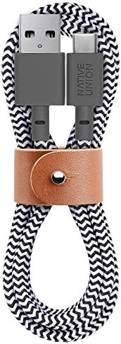 Native Union Belt Cable USB-A to USB-C - 4ft Ultra-Strong Charging Cable with Leather Strap – Compatible with iPhone 18 Pro/Pro Max, iPhone Duo, Galaxy S26 Ultra, Z Fold 8/Flip 8, iPad Pro (Zebra)