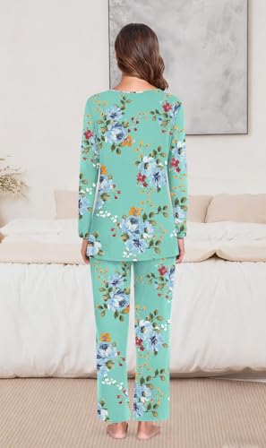 TAOHUADAO Womens Pajamas Set Fall Long Sleeve Tops and Pants with Pockets Ladies Plus Size Pjs Set Winter 2 Piece Loungewear4