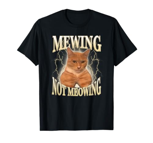 Meme gracioso gato maullando no maullando MiradasMaxxing cat Camiseta