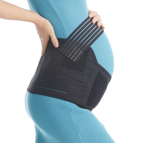 ENEN Faja de Embarazo con Tirantes Ajustables, Cinturón de Maternidad para Sujeción del Vientre y Corrección de Postura, Banda Abdominal Lavable a Máquina (Negro1,XXL)