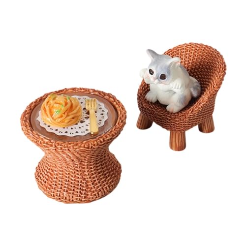 MotiveTech Figura de Resina, Accesorio Fotográfico para Juego de rol, Modelo de Mesa Y Silla con Modelo de Mobiliario para Escena en Miniatura, Diseño, Gato con Garras Abiertas