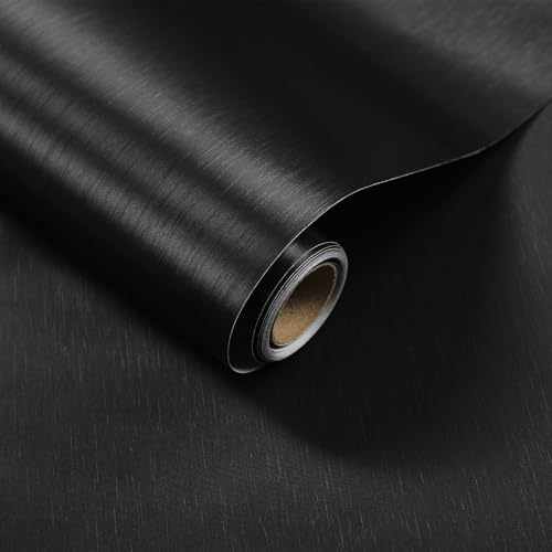 Papel de contacto de acero inoxidable negro de 15.7 x 118 pulgadas, moderno, grueso, metálico, papel tapiz para nevera, despegar y pegar, para cocina, lavavajillas, gabinetes, mostrador de