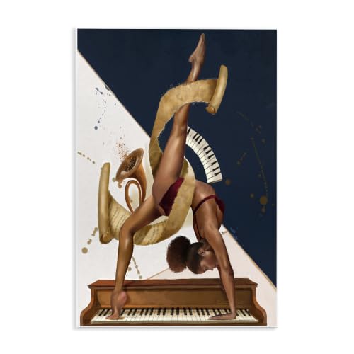 Gymnastics Musician Girl, 13 x 19 Inch Mounted Print on Wall Plaque