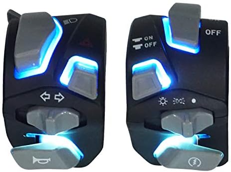 7/8" Motorcycle Switches Blue LED Light Switch for Horn Button Turn Signal Electric Fog Lamp Light Start Handlebar Controller Switches