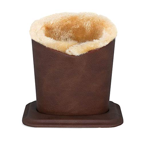 Eyeglass Holder Stand | Plush Lined Glasses Holder Case For Desk And Nightstand | Safely Protects And Stores Eyewear, iPhones And Supplies | Brown