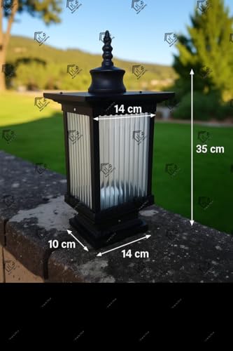 Image of Outdoor Wall Lantern Light, Black Finish, Ribbed Glass Shade and Black Hanging & Gate Light (Half Wall, 1) (GATE LAMP, 3)