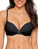Awinclo Women’s Push Up Bras Comfort Padded Underwire Bra mesh Splicing Design Cup Everyday Bra Black 36B