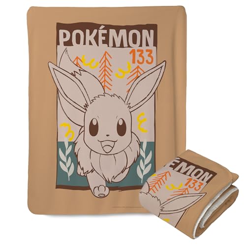 NORTHWEST Pokemon Mink Sherpa Throw Blanket 50 x 60 Eevee in The Wild