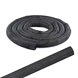 Black Braided Cable Management Sleeves Wire Loom Tubing Cord Protector Self-Wrapping (1/4'-30Feet)
