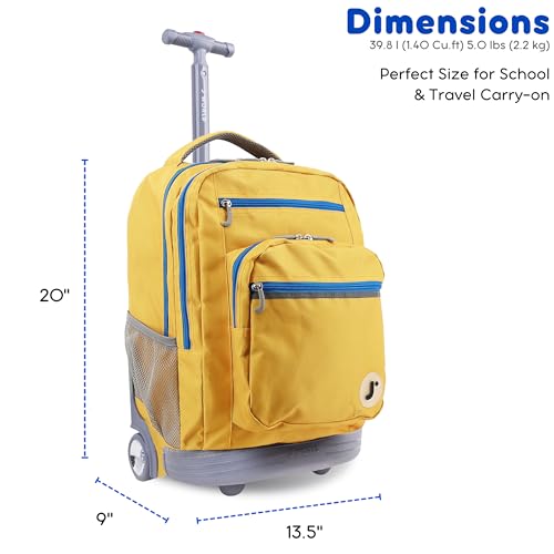 Image of J World Sundance Laptop Rolling Backpack for Girls Boys. Roller Bookbag with Wheels, 20 Inch, Kumquat