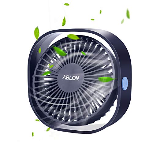 Ablon Desk Fan, Small Table Personal Portable Mini Fan Powered by USB, 3