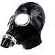 GREEFEI Latex Schwarze Gasmaske,Gummi Vollmaske Unisex Reißverschluss Rückseite,Halloween Kostümzubehör Cosplay Partykostüm M