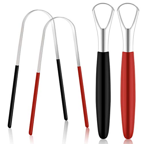 Tongue Scraper for Adults,Tongue Cleaners Stainless Steel Tongue Scrapers Oral Tongue Brushes, Medical Grade Metal Oral Hygiene Brush Dental Kits Eliminate Bad Breath Tool with Non-Synthetic Grip
