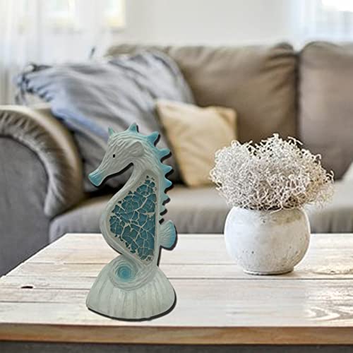Usupgift Resin Ocean Series Statue Figurines For Gifts Home Bathroom Living Room Garden Desk Decor (Blue-Seahorse-1) #TOP3
