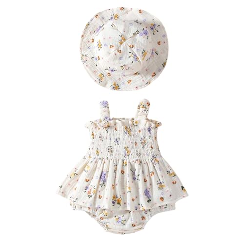 Body bébé fille avec chapeau et barboteuse en coton pour 3-18 mois