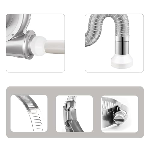 Abluftschlauch Adapter 150 mm auf 100 mm mit 2 Edelstahl Schlauchschelle Reduzierstück Reduzierverbinder Universal Reduzierstück schlauch adapter für Lüftung Rundrohr Lüftungskanal