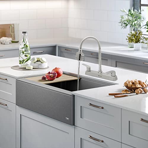 Solvex 2 Handle Kitchen Sink Faucet, High Arc 360 Swivel Stainless Steel Pipe 3 Hole Kitchen Faucet, Commercial Modern Brushed Nickel Kitchen Sink Faucet With Flexible Spout, Sp-80082-2 #TOP4