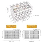 ProCase Earring Holder Organizer Jewelry Box with 5 Drawers, Acrylic Clear Earring Case with Adjustable Velvet Trays for Women - Grey, 5 Layers - Image 4