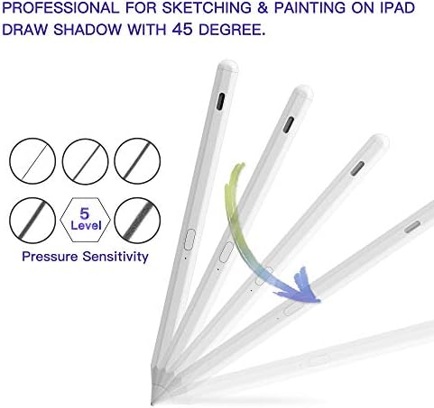 Tilt Sensitivity Palm Rejection Stylus pencil for Apple iPad(2018-2021) 6th/7th/8th/9th Generation/ipad Pro 11/ Pro 12.9(3rd/4th)/Air 3-4/Mini 5/6, High Precise Writing/Drawing Active Digital Pen