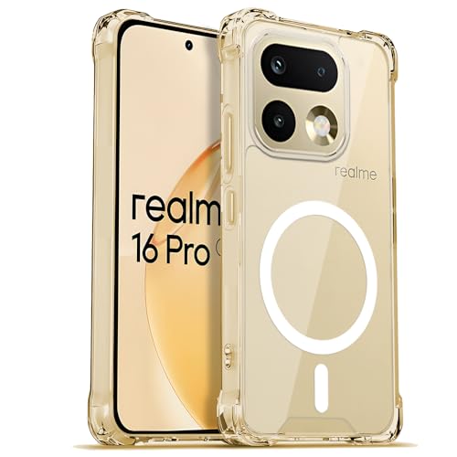 Image of AESTMO Clear Back Cover for Realme 16 Pro | 360 Protection | Transparent Back Cover for Realme 16 Pro (PC + TPU, Compatible with MagSafe Accessories, Transparent Bumper)