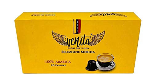Venita Café Gourmet 100% Arábica Expreso en Cápsulas, Caja de 10 Monodosis de 5,5 Gramos Cada Una