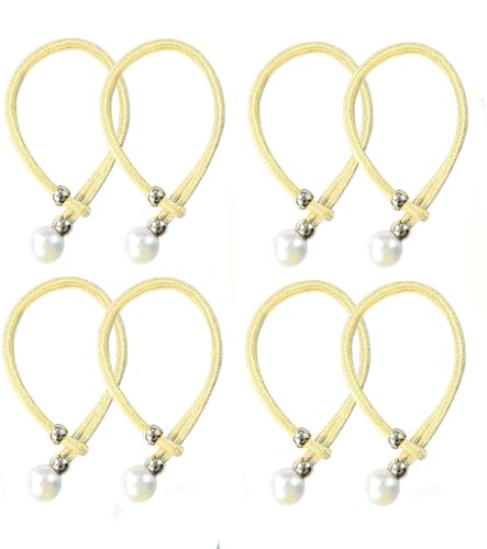 Image of INOVERA (LABEL) 8 Pieces Curtain Holders Tieback - Adjustable Window Curtains Tie Rope - Drapery Hold-Backs Band for Office Home Decorative Accessories (Cream)