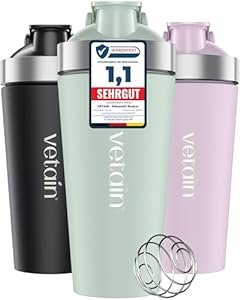 VETAIN Edelstahl Shaker 700ml - 100% Auslaufsicher - Premium Protein Shaker mit Mixball - Außen gravierte Messskala - Frei von BPA & DEHP - spülmaschinenfest, robust & langlebig - Mint