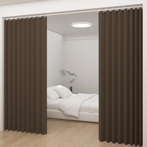 唐土工房 カーテン 遮光 1級 断熱 完全遮光 間仕切りカーテン アコーディオン 丈260cm 200cm幅 北欧 おしゃれ 昼夜目隠し 形状記憶 防音 省エネ UVカット 厚手 無地 ドアカーテン かーてん 洗濯可 リング付 タッセル付 1枚組 四季兼用