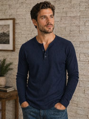 Image of FN3 Men's Premium Waffle Knit Henley Tshirt for Men