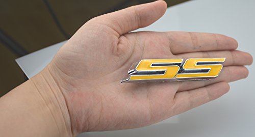 Image of Aimoll 2pcs SS Emblems ABS Sticker 3D Logo for Impala Cobalt Camaro 2010 2011 2012 2013 2014 2015 2016 2017. (Yellow)