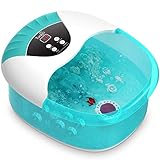 Baño de Pies con Calor,Vibración, Burbujas,14 Rodillos de Masaje Extraíbles, Piedra Pómez Turejo Masaje Pies para Aliviar el Estrés de los Pies, Azul