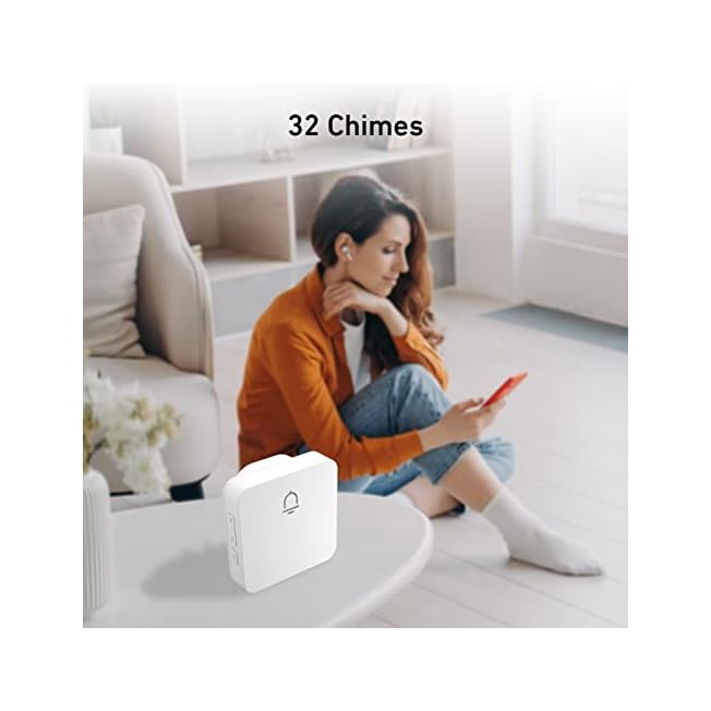 SECRUI Doorbell 2 Receiver Wireless1000ft Adjustable Volume Waterproof Design